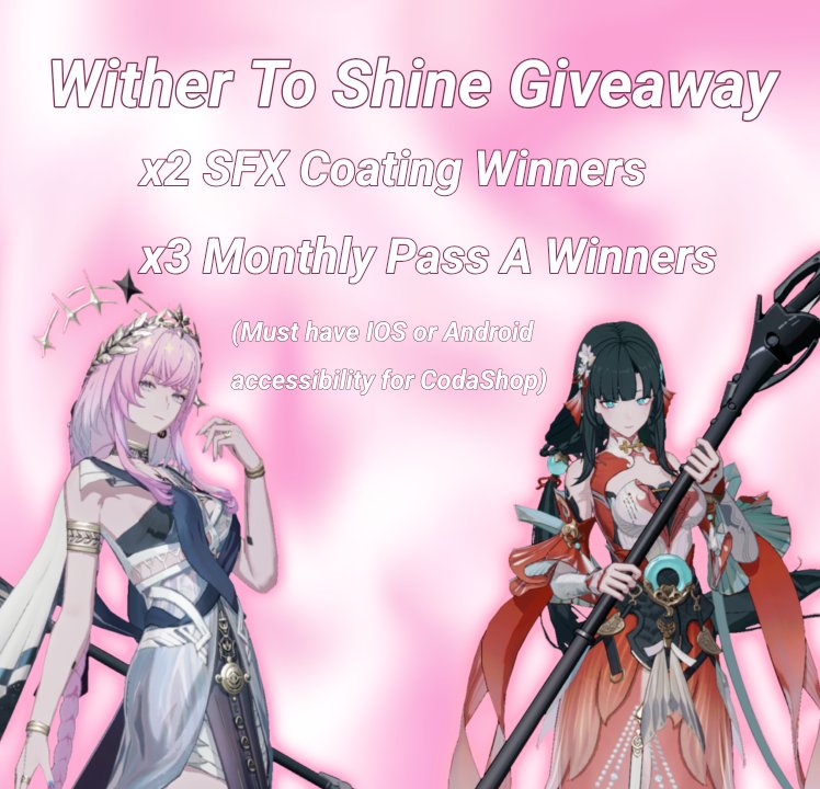 #pgr Wither To Shine Giveaway!!
2 SFX Coating Winners
3 Monthly Pass A Winners!!

TO ENTER: like and retweet this tweet
OPTIONAL: Go vote on the Eden Fest Poll in the quoted tweet!! And/or let me know what your favorite part of Wither To Shine has been!

Ends June 16th!!