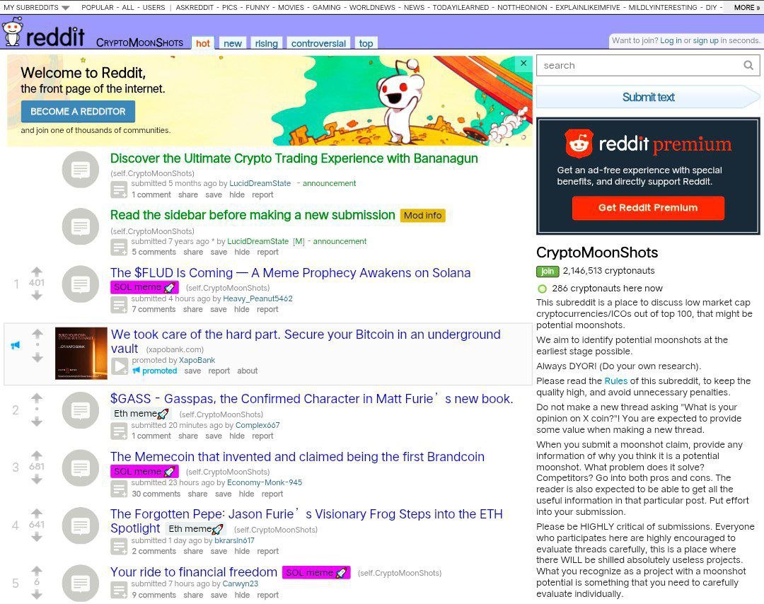 GasspasCat's tweet photo. $GASS is now live and trending on CryptoMoonShots Hot Section!

For those who know, CryptoMoonShots is the home to the biggest crypto page on reddit with over 2.2 million members!

https://t.co/C20Omvbr5Z

https://t.co/HzFcV1JMfW https://t.co/UhV11Uq7UJ