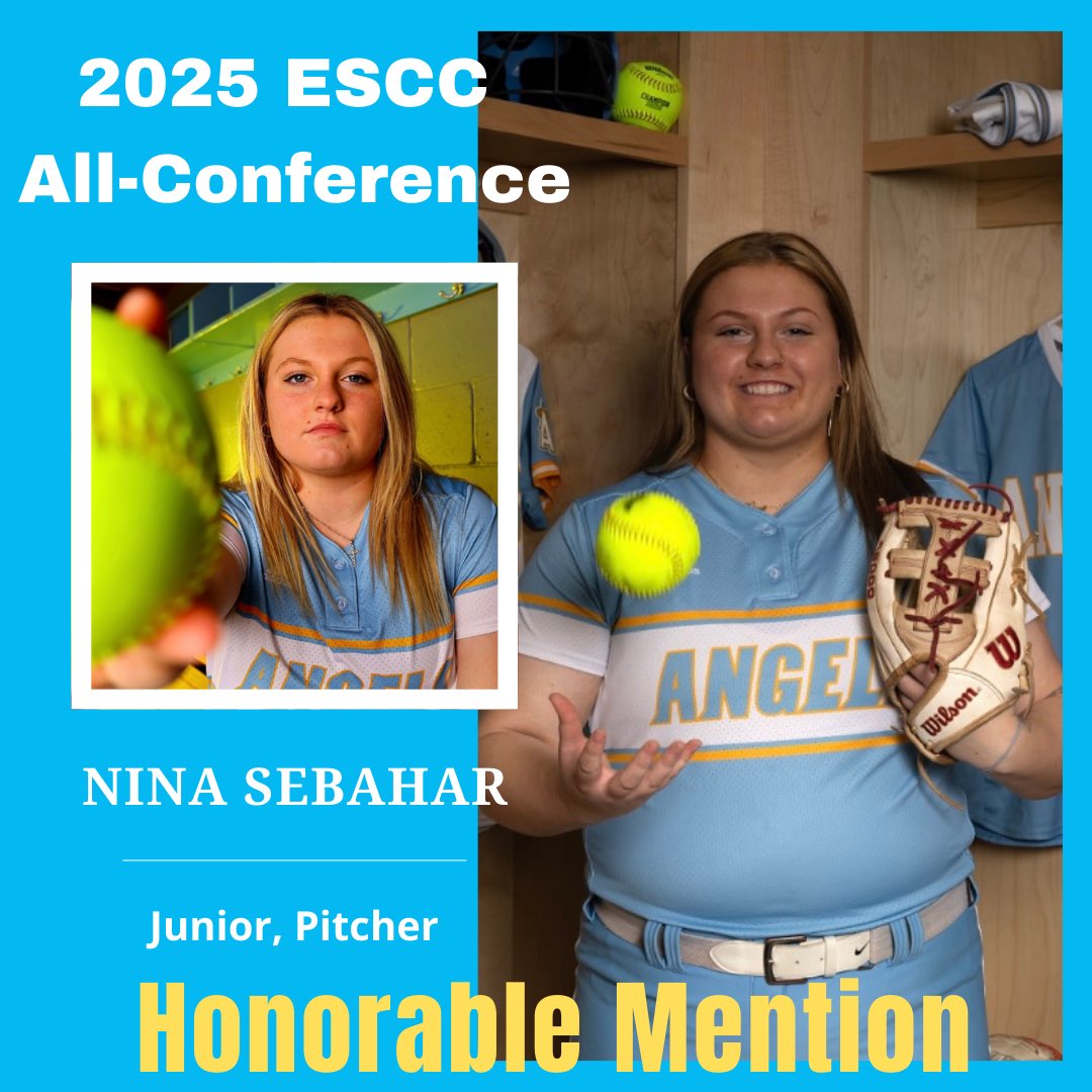 Congrats to <a href="/NinaSebahar/">Nina Sebahar</a> for making the 2025 ESCC Softball All-Conference Team as an HONORABLE MENTION. Way to get noticed pitching &amp; hitting the ball!