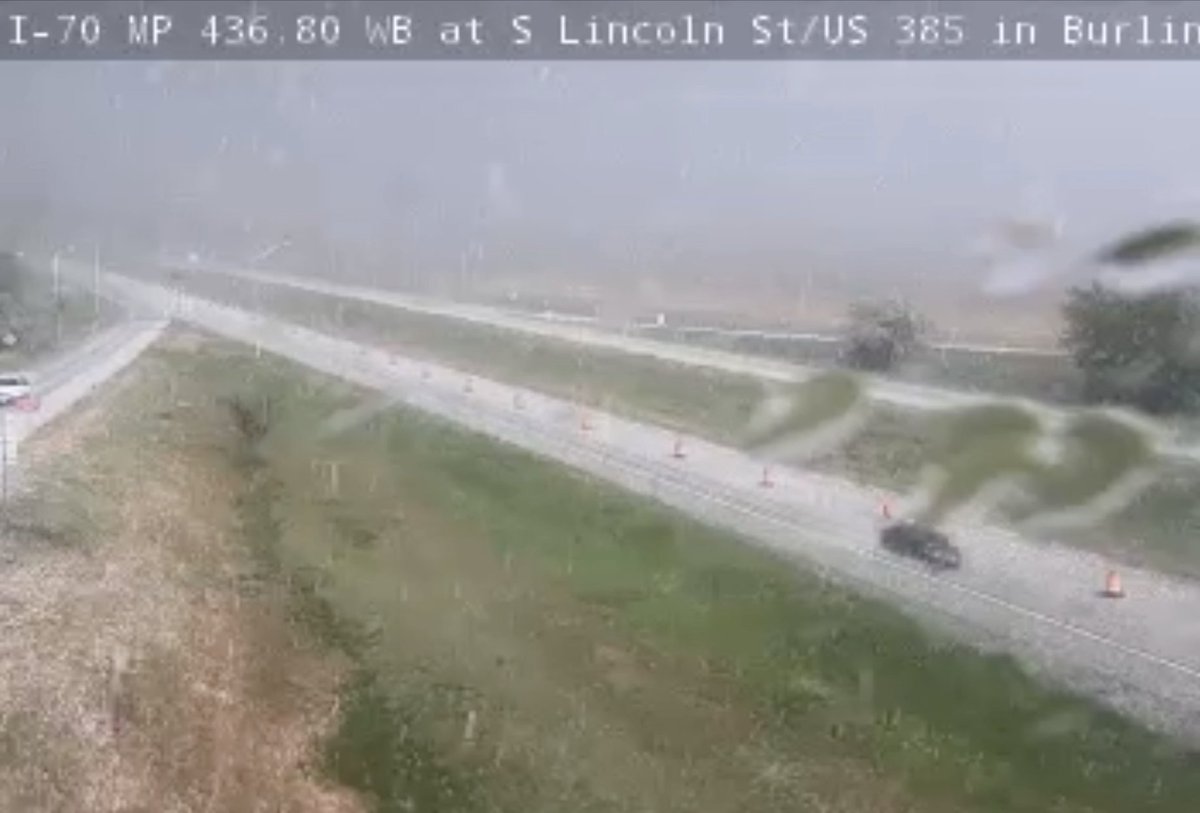 Aaron White (@aaronwhitetv) on Twitter photo A LOT of hail falling on I-70 in Burlington, CO! The interstate and ground quickly turned white! #COwx
📸: <a href="/ColoradoDOT/">Colorado Department of Transportation (CDOT)</a> A LOT of hail falling on I-70 in Burlington, CO! The interstate and ground quickly turned white! #COwx
📸: <a href="/ColoradoDOT/">Colorado Department of Transportation (CDOT)</a>