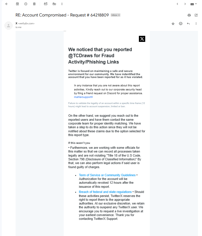 Falken (@tcdraws) on Twitter photo The account <a href="/SpiderGwen365/">Drawing in the Darkness</a> appears to be hacked and is trying to get me to add 'mahlersupport4' on Discord. I've done some searching and it looks like a known scam. The account <a href="/SpiderGwen365/">Drawing in the Darkness</a> appears to be hacked and is trying to get me to add 'mahlersupport4' on Discord. I've done some searching and it looks like a known scam.