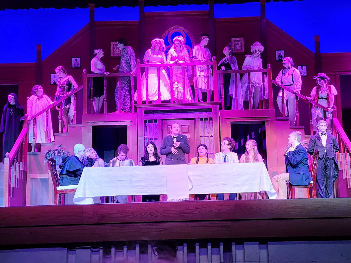 PorterPlayers's tweet photo. “It’s family first and family last and family by and by!”

The Addams Crypt is officially sealed! 🌙🪦👻

Thank you to the cast of The Addams Family! This kooky show has been so much fun &amp; we appreciate all who came out to see it! Did you get to see this hilarious show? https://t.co/h3Srgv24W7