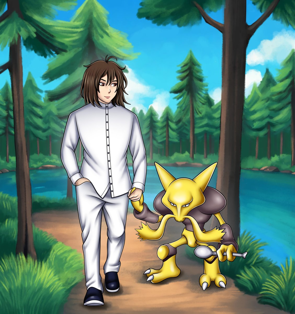 My pokemon OCs all grown up, Noah and Amber, going for a walk in the park  

Artist is <a href="/ArtsBlume/">Blume Arts (Commissions Open)</a>