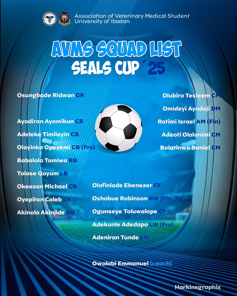 VetMedicos_UI's tweet image. 🚨 IT’S HERE! The official VetMedicos Seals Cup ‘25 squad is READY to dominate! 🏆⚽
Who’s your standout player? Drop your reactions below and let’s hear your thoughts! RT to spread the word! #SealsCup25Squad #VetMedicosFC