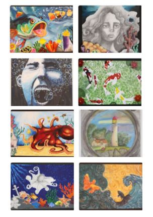 Y10 Students for the ‘Under the Sea’ project have been developing their technical skills. They’ve experimented with the application of paint, tonal collage work, stencil work and embroidery. As a result, Students have created some wonderful final outcomes.
Well done Y10!