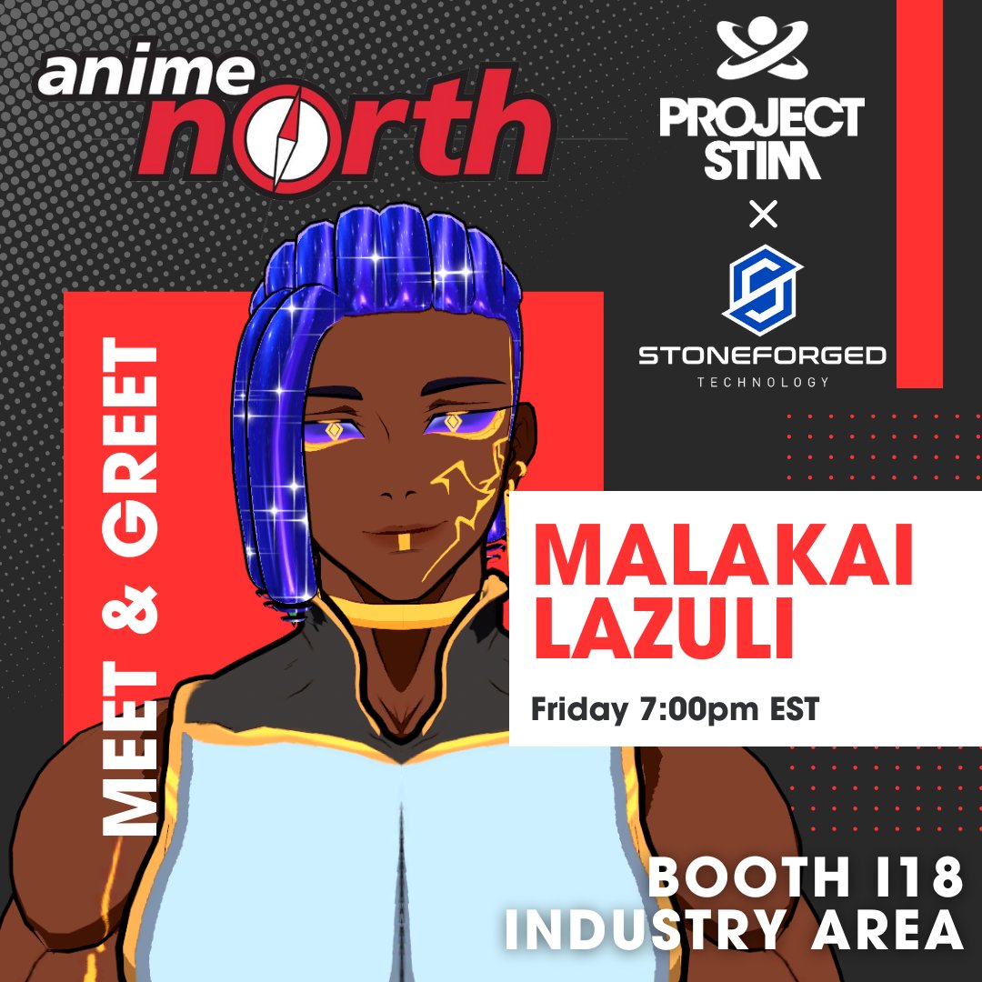 IT'S MEET AND GREET TIME!!!!

I'm super excited to announce that I've been invited to do a VIRTUAL meet and greet at #AnimeNorth2025 

Big thanks to <a href="/PROJECT_STIM/">PROJECT STIM</a>  and  <a href="/StoneforgedT/">Stoneforged Technology</a> for letting me join your booth!

WHEN: FRIDAY, MAY 23RD
WHERE: BOOTH I18