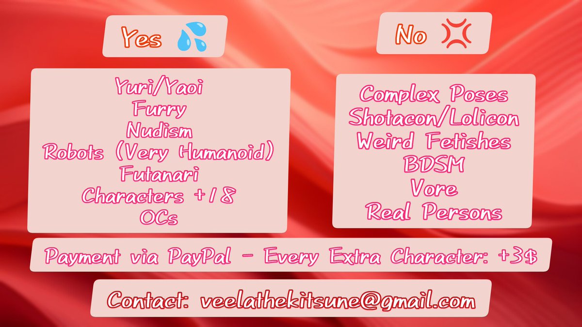 veelathekitsune's tweet photo. 🎊 NSFW Commissions Open!!! 🎊
.
.
.
In a New Table!!!
.
.
.
#Commissions #CommissionsOpen #NSFWCommissions #CommissionsTable #TabladeComisiones #NSFW #NSFWArt #TraditionalArt #Art https://t.co/0t3oclEmg6