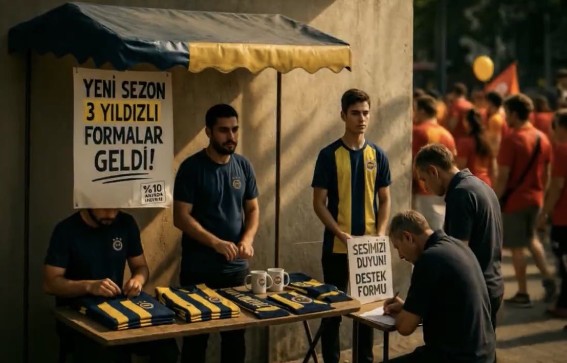 FenerSol1907's tweet photo. Gassaray’ın hazırladığı uyduruk filmde boğa heykelinin akabinde bir Fenerbahçe’ye destek imzası mizanseni gösteriliyor. Boğa heykelinin karşısında haftalardır Ekrem İmamoğlu’na destek için imza toplayan benzer bir stant var. Subliminalci maklube kafası aktif. https://t.co/izdPmR1EWu