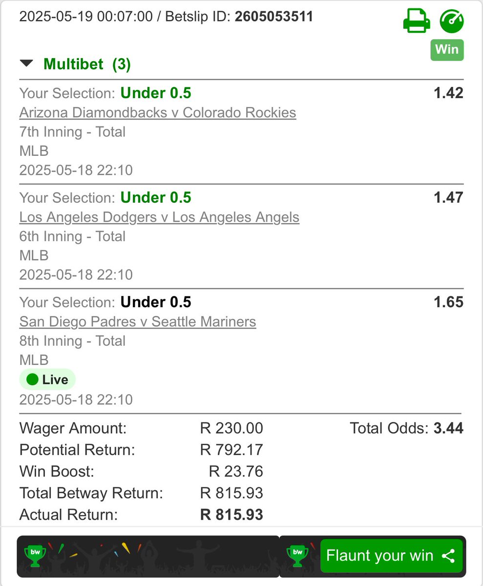betwaymr200's tweet image. One Final Boom💥
MLB was hot today and paying very well 👨🏼🍳⚾️☑️
Giveaway to come within this week, we end the weekend strong and money in the bank🏦
#betway #baseball #picks #mlb #picks #betting #bettingtips #bettingsports