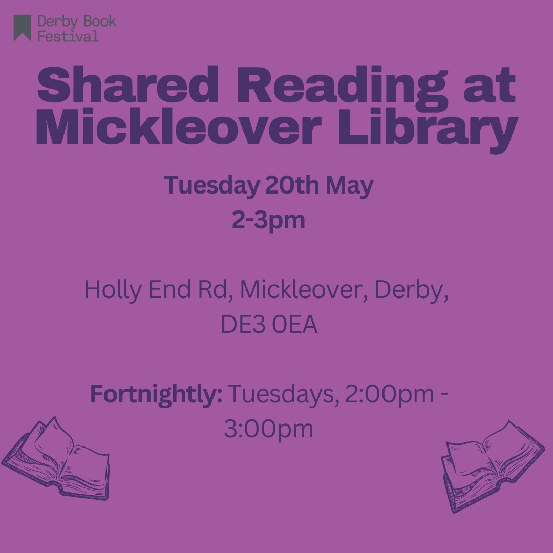 DerbyBookFest's tweet photo. This week we have #SharedReading sessions at Mickleover Library and @artcoregallery. No need to book, just pop along and see us. 

#DerbyBookFestival #derbylibraries #Bookstagram #Bookstagrammer #Community #poetrycommunity #spokenword #readingaloud https://t.co/gxgDBswkqD