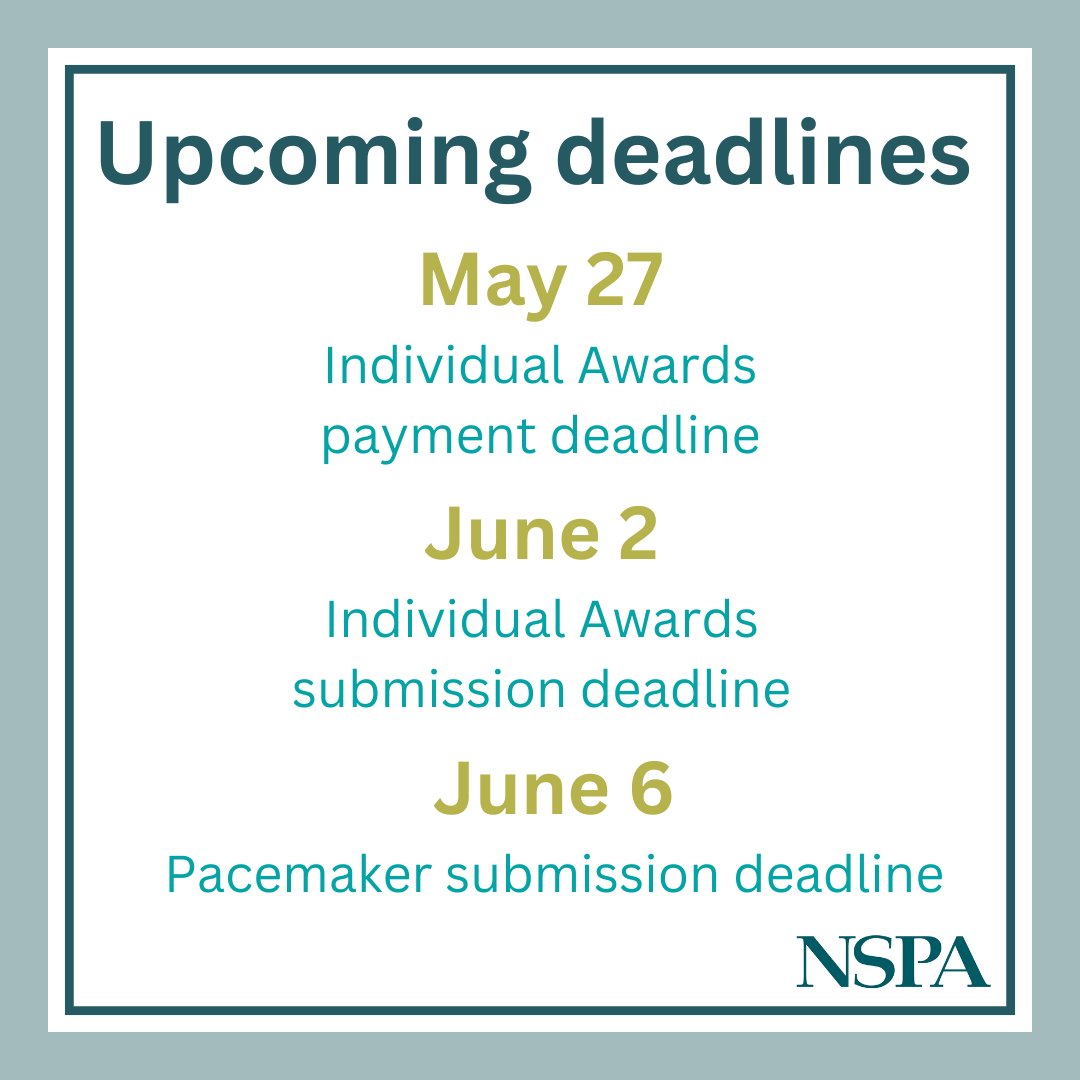 Add paying for Individual Awards to your to-do list for this week! Payment is due May 27 and entries are due June 2. It will come up fast! Learn more: ow.ly/UIjw50VQsIw