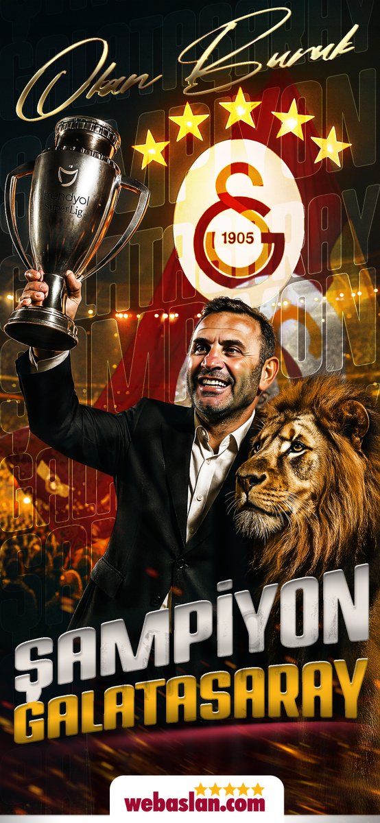 🏆⭐⭐⭐⭐⭐
TÜRKİYE'NİN EN BÜYÜĞÜ 25. KEZ ŞANLI GALATASARAY!