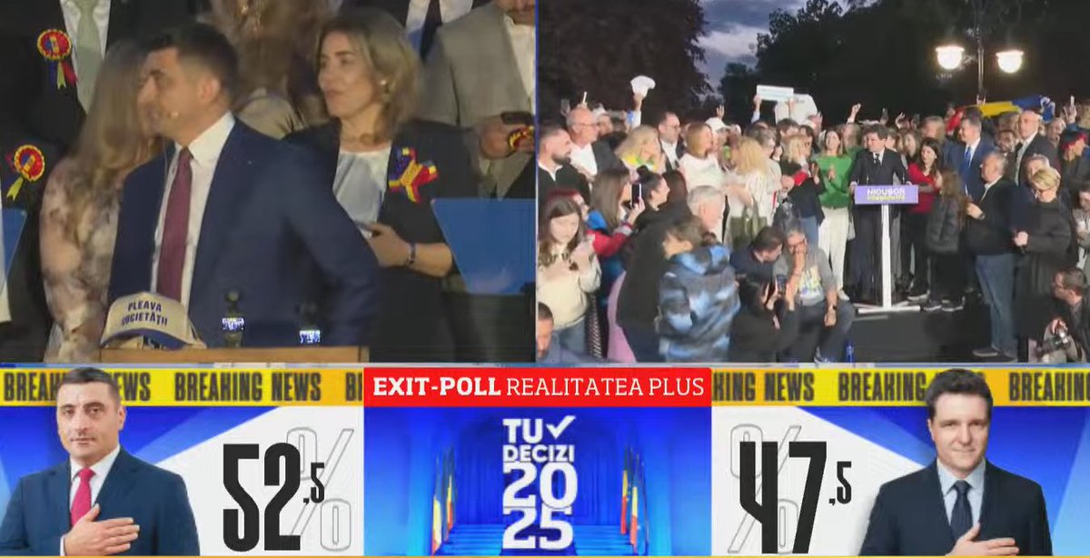 #Elections 🇷🇴 #Roumanie #Romania 🇷🇴

Résultats en Roumanie à 21h (h de la Roumanie) :

George Simion : patriote-conservateur président ! 👍

#alegeri #rezultatalegeri #GeorgeSimion #SimionPresedinte