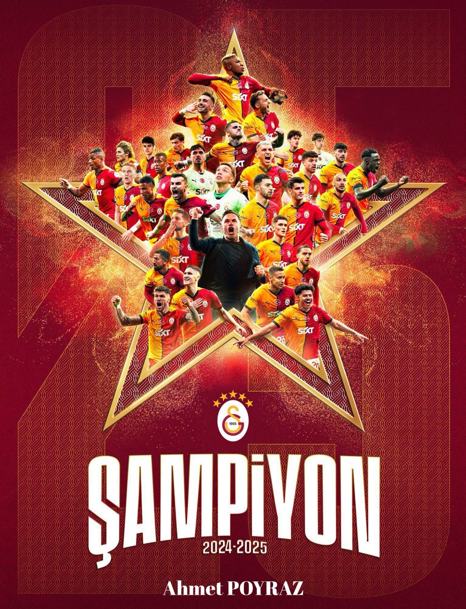 🏆 Galatasaray, 2024–2025 Süper Lig Şampiyonu

Galatasaray, 2024–2025 sezonunu şampiyon olarak tamamladı. Teknik heyeti, futbolcuları ve taraftarlarını tebrik ediyorum.