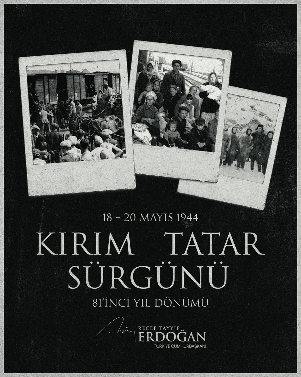 Mine VURAL 🇹🇷 (@mnevural) on Twitter photo Kırım Tatarları 81 yıl önce ana vatanlarından koparılarak insanlık dışı koşullarda sürgüne tabi tutuldu.
Sürgün sırasında hayatını kaybeden tüm kardeşlerimizi rahmetle anıyorum .
#18Mayıs1944
#KırımTatarSürgünü
<a href="/zorlu77/">Prof.Dr.Kürşad ZORLU</a>
<a href="/TurkDevYuzyili/">AK Parti Türk Devletleri İle İlişkiler Başkanlığı</a>
<a href="/reside_yuksel/">Dr. Reşide Yüksel 🇹🇷🇹🇷🇹🇷</a>
<a href="/kirimdernegi/">Kırım Derneği Crimean Association</a> Kırım Tatarları 81 yıl önce ana vatanlarından koparılarak insanlık dışı koşullarda sürgüne tabi tutuldu.
Sürgün sırasında hayatını kaybeden tüm kardeşlerimizi rahmetle anıyorum .
#18Mayıs1944
#KırımTatarSürgünü
<a href="/zorlu77/">Prof.Dr.Kürşad ZORLU</a>
<a href="/TurkDevYuzyili/">AK Parti Türk Devletleri İle İlişkiler Başkanlığı</a>
<a href="/reside_yuksel/">Dr. Reşide Yüksel 🇹🇷🇹🇷🇹🇷</a>
<a href="/kirimdernegi/">Kırım Derneği Crimean Association</a>
