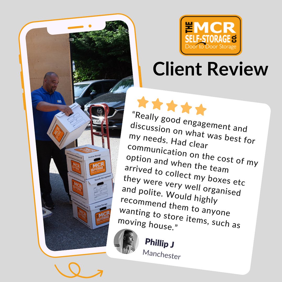 Clear, organised, and tailored to your needs — just how storage should be.
Thanks to Phillip J for the glowing review!

#MCRSelfStorage #CustomerReview #ManchesterStorage #MovingHouse #StorageMadeEasy #5StarService #BoxStorage #SelfStorageUK #WhatOurCustomersSay