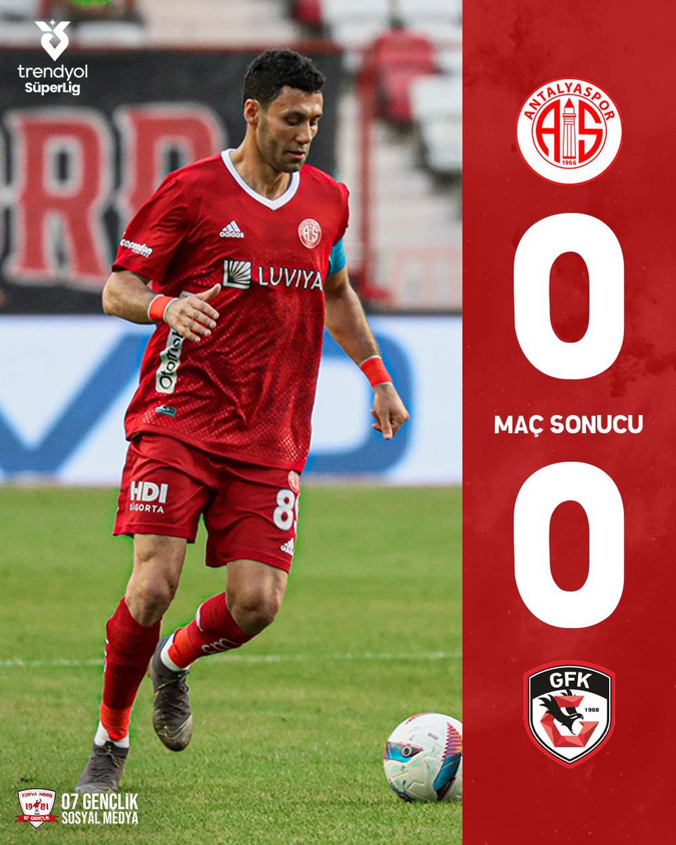 MAÇ SONUCU 

Şehrimize gelerek takımlarını destekleyen tüm Gaziantepli taraftarlara teşekkür ederiz.
Gaziantepspor ile karşılaşma 0-0 eşitlikle sona erdi.

#Antalyaspor #07Gençlik