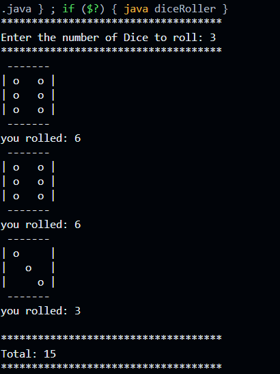 uchityadav2004's tweet image. Day 4 of my Java Core journey!🎲Learnt about the Random class and created this cool dice roller program. It rolls multiple dice and shows ASCII art for each roll. Used Scanner, loops, and methods too. Any feedback or ideas to improve? #Java #JavaCore #LearnInPublic #100DaysOfCode