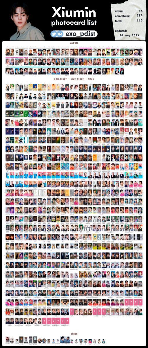 exo_pclist's tweet image. XIUMIN ALL PHOTOCARDS LIST / TEMPLATE UPDATE
Full size in bio

+ CBX fanmeeting in Japan: purchase benefit, pvc pouch set, random trading card set, lottery
+ XTimes – all cards for merch, entrance, vip
+ Interview X –  albums and all POB and events pcs

시우민 exo 엑소 포카