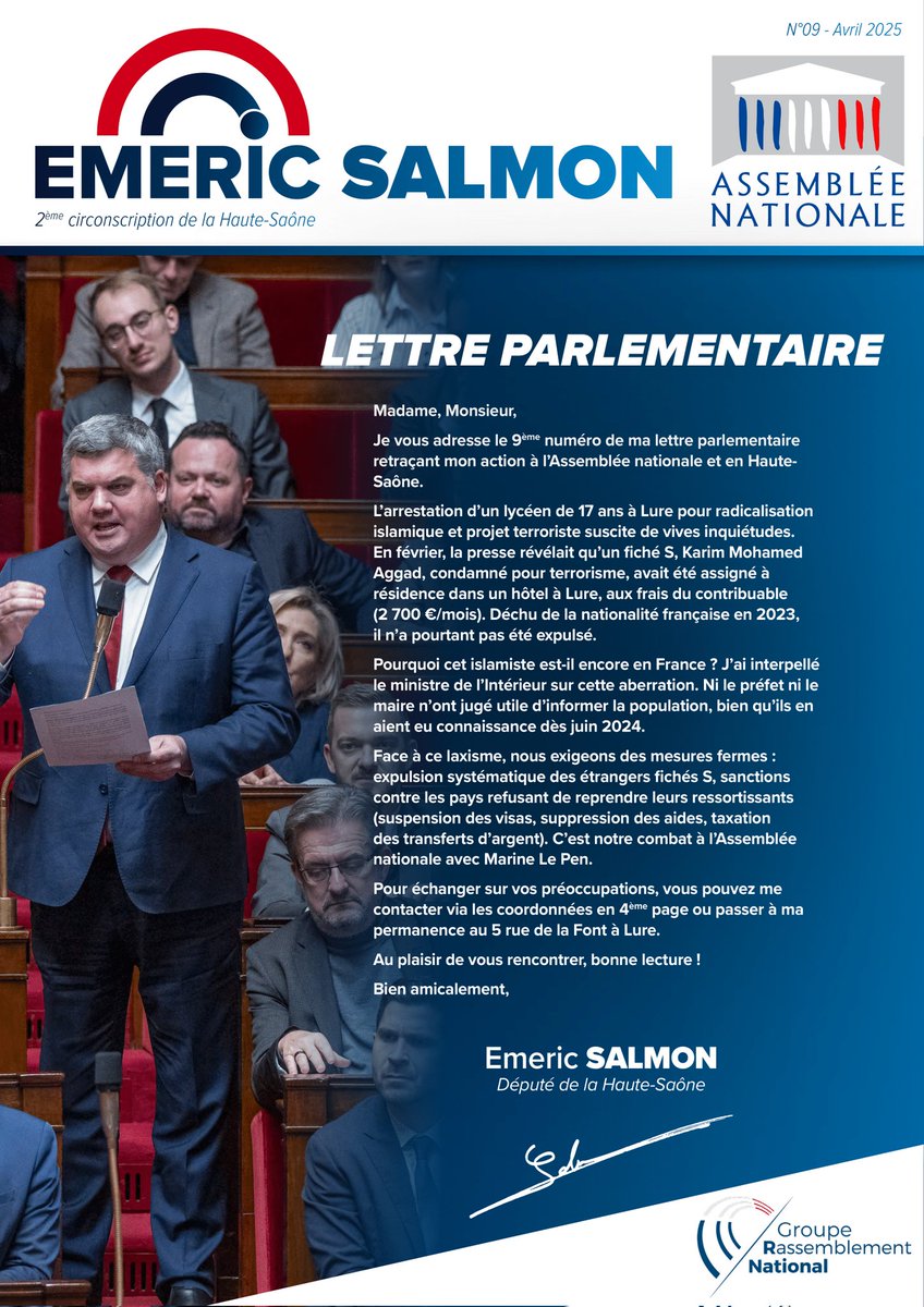 EmericSalmon's tweet image. 📢Retrouvez dans vos mails ou par courrier postal le nouvel exemplaire de ma lettre parlementaire pour suivre mon actualité des derniers mois ! 

Vous n&apos;êtes pas encore inscrit ?  En quelques secondes, vous serez informé de mon actualité📷 

forms.gle/cZcvNjKgjWDNhQ…