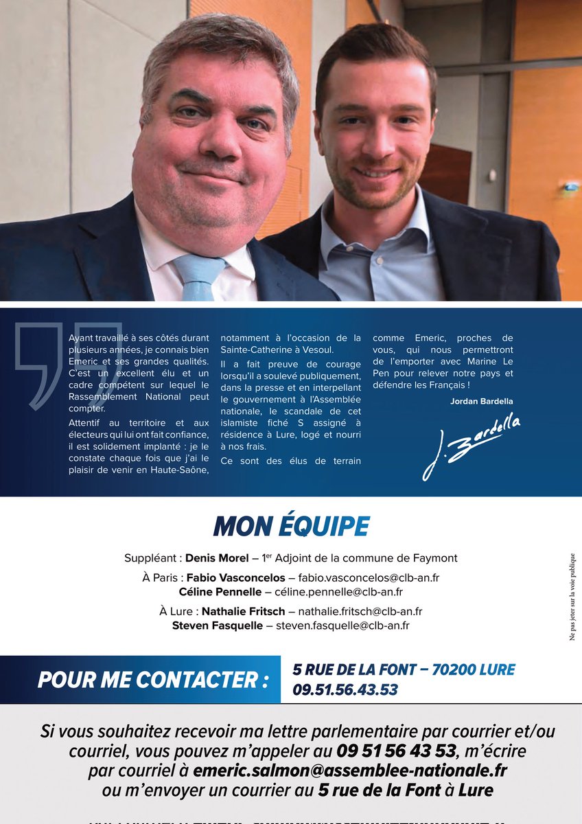 EmericSalmon's tweet image. 📢Retrouvez dans vos mails ou par courrier postal le nouvel exemplaire de ma lettre parlementaire pour suivre mon actualité des derniers mois ! 

Vous n&apos;êtes pas encore inscrit ?  En quelques secondes, vous serez informé de mon actualité📷 

forms.gle/cZcvNjKgjWDNhQ…