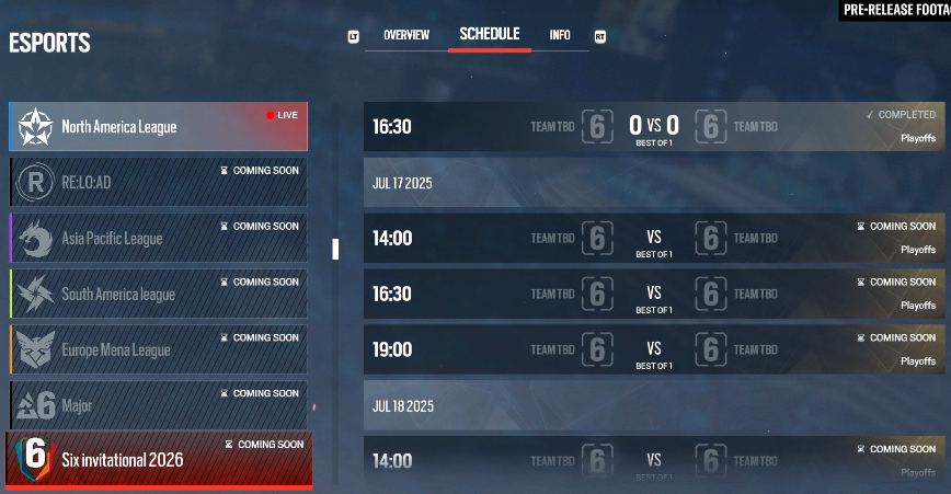 New ESPORTS tab IN GAME for live matches, schedules, and info!