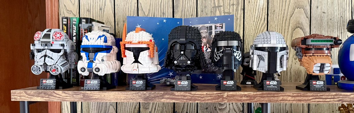 Alex_Chinn's tweet image. Working on my @LEGO_Group @starwars helmet collection! Seven built, seven more to go! Jango Fett helmet is next!