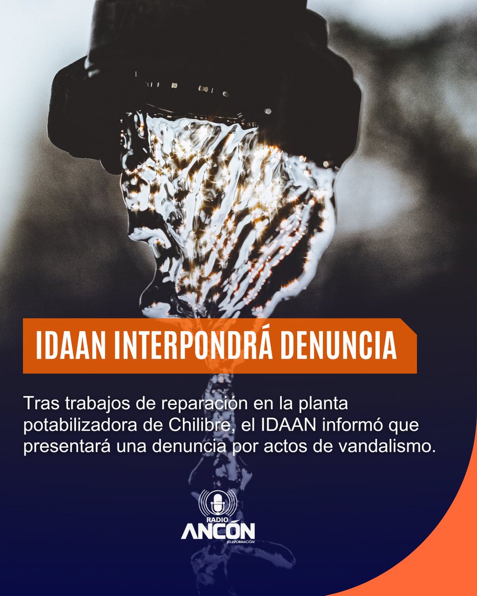 radioanconpa's tweet image. IDAAN culminó reparaciones en Chilibre y presentará denuncia ante el Ministerio Público por actos de vandalismo. Rechazaron enérgicamente los hechos y exigen investigar a los responsables.