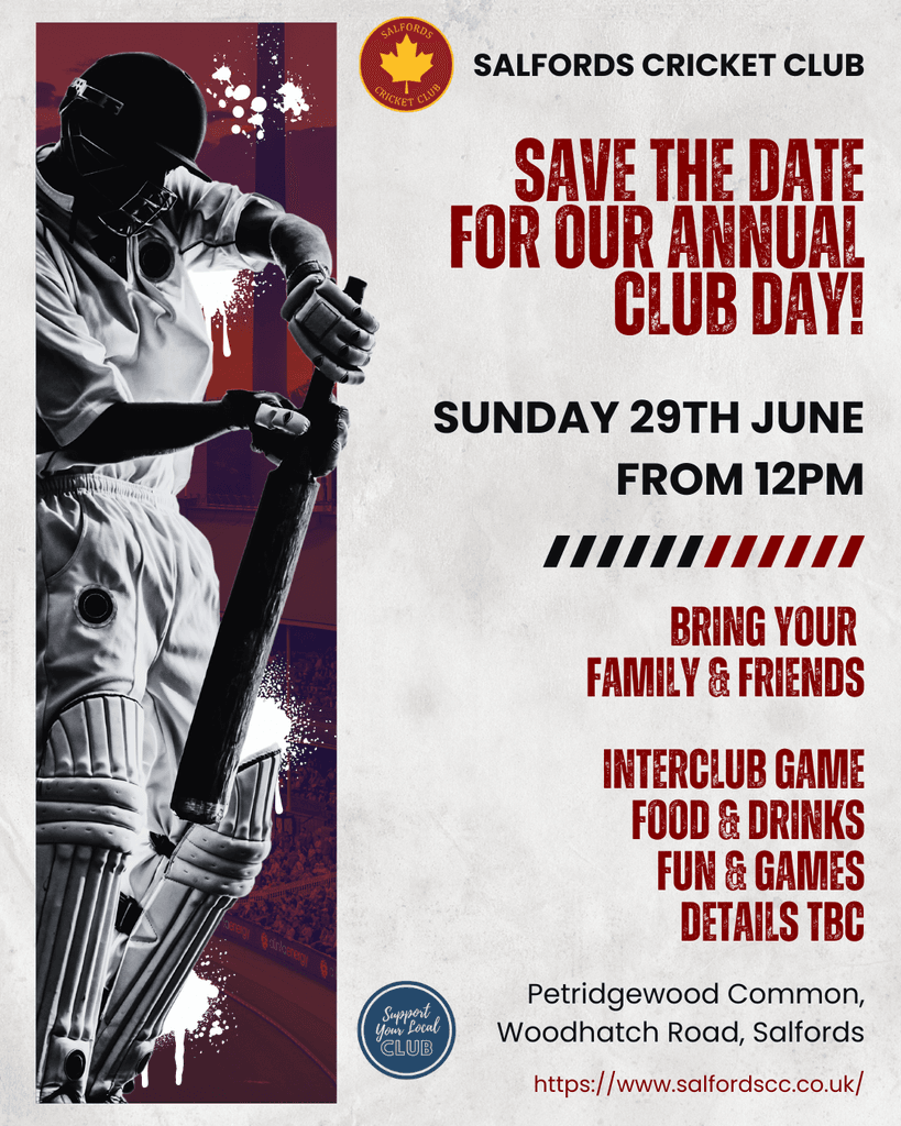 SalfordsCC (@salfordscc) on Twitter photo Salfords Cricket Club - 2025 Club Day #Pitchero
salfordscc.co.uk/calendar/event… Salfords Cricket Club - 2025 Club Day #Pitchero
salfordscc.co.uk/calendar/event…