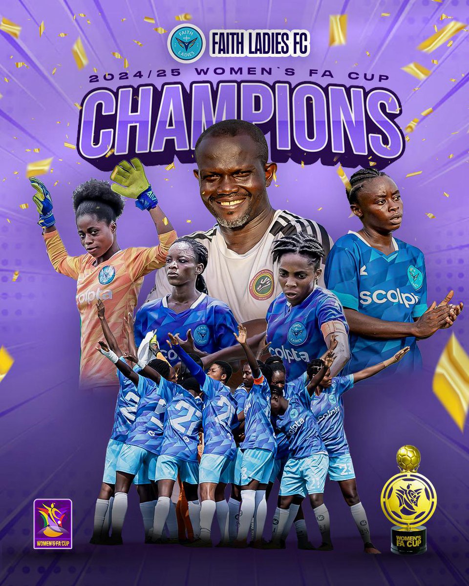 Full-Time (AET)
<a href="/JoninaFc/">Jonina Ladies Football Academy</a> 1️⃣ - 2️⃣ <a href="/FaithLadiesWFC/">Faith Ladies FC</a>
 
Faith Ladies are crowned champions of the 2024/25 Women’s FA Cup! 🏆

#WomensFootballFestival #WomensFACup #Ɛhuooo #BringBackTheLove