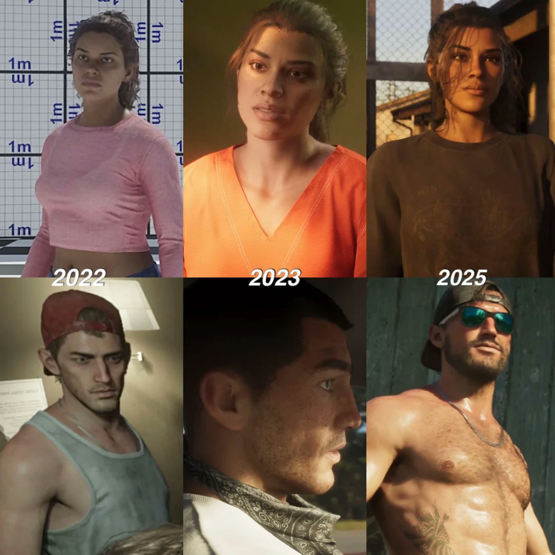 Evolution of Lucia and Jason since the GTA 6 leaks in 2022 👀