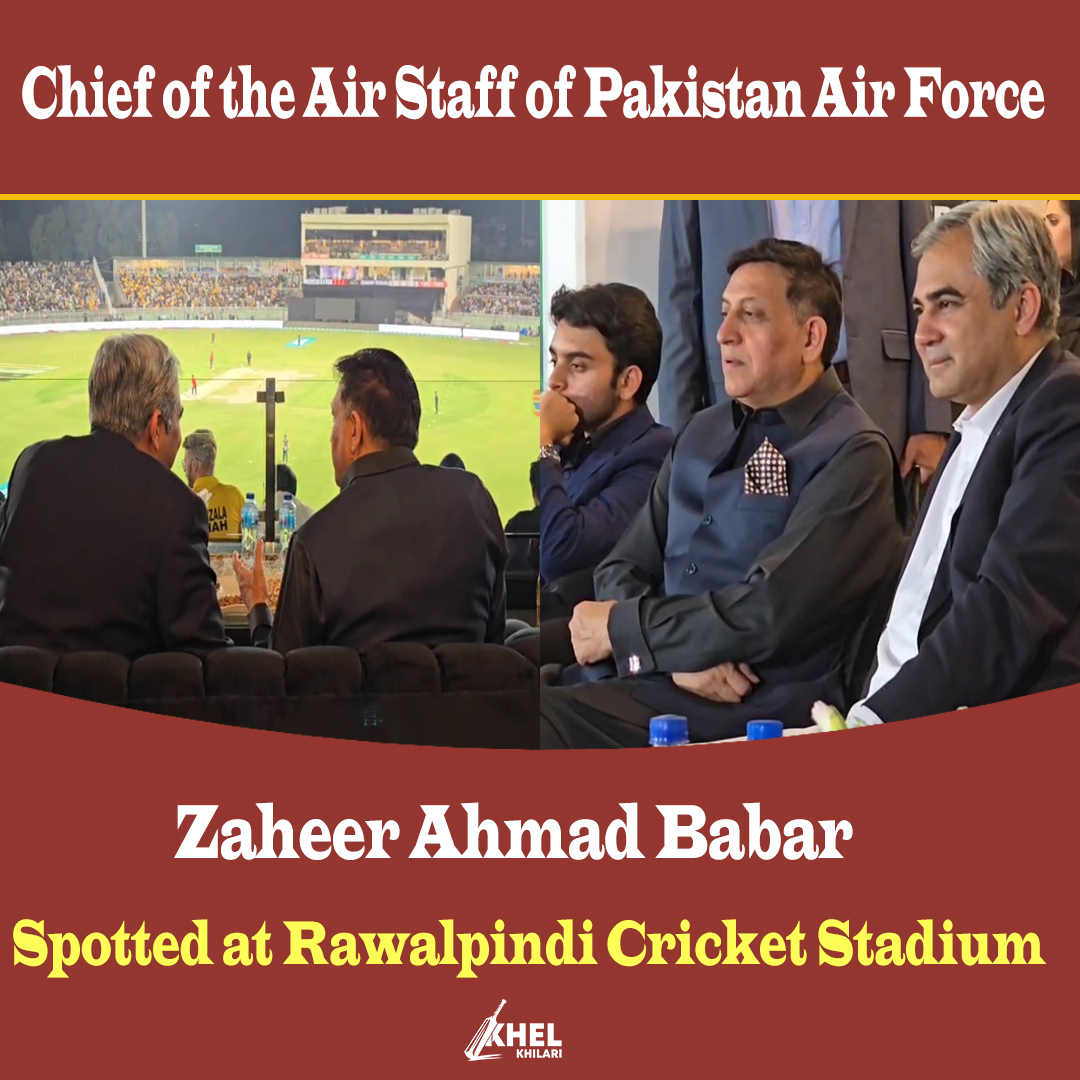 EK_UtmanZai's tweet photo. 6-0 Team Captain 😁 Chief of Air Staff Zaheer Ahmad Babar Spotted at Rawalpindi Stadium 🇵🇰 

#PAF #psl2025 #PSLX #PSLNews #PSL10 #PSL #ZaheerAhmadBabar #PakistanZindabad #PakistanArmy #PakistanAirForce #khelkhilari #pindistadium2025 #rawalpindistadium https://t.co/0tQX0DU3UA