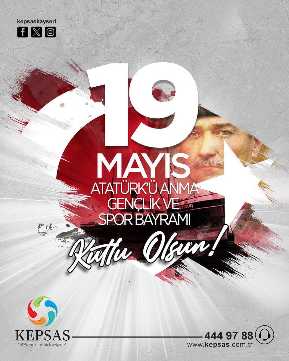 19 Mayıs Atatürk’ü Anma Gençlik ve Spor Bayramı Kutlu Olsun🇹🇷
#19Mayıs #Gençlik #Spor