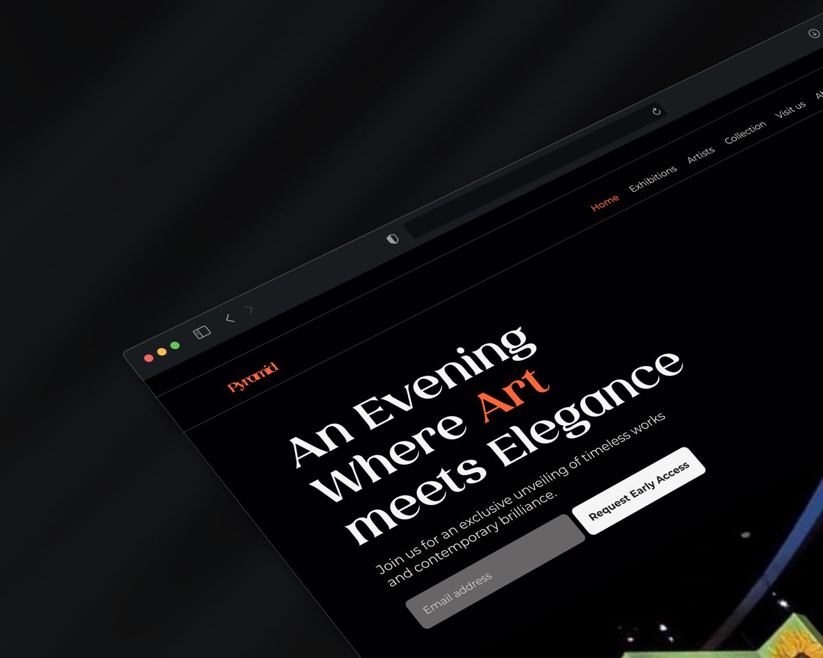 nessawithlove's tweet image. Day 6.
Hero section of an art gallery landing page.  A WIP.

The goal is to make the hero section reflect the luxury of the Gallery and the exclusivity of the event. 
Make a captivating first impression  on users + a clear CTA. 

#30daysofdesign