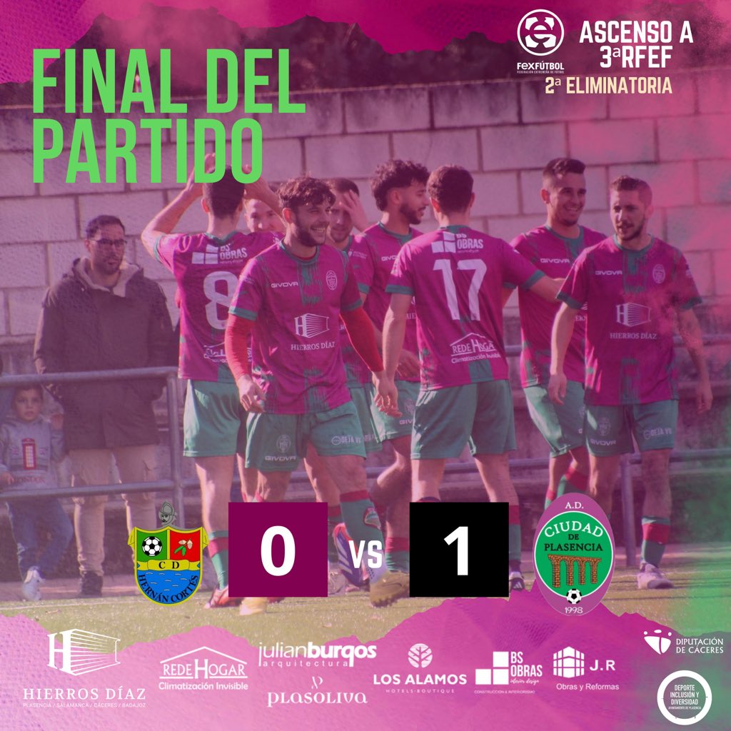 ⏱️ 90’ | 0-1 | Final en Hernán Cortés

Victoria de los nuestros con un gol de José Antonio, nuestro capitán 🙌🏻💜💚

Nos jugaremos el pase a la siguiente ronda en casa, con los nuestros.

¡Más fuertes con nunca porque lo vamos a lograr!