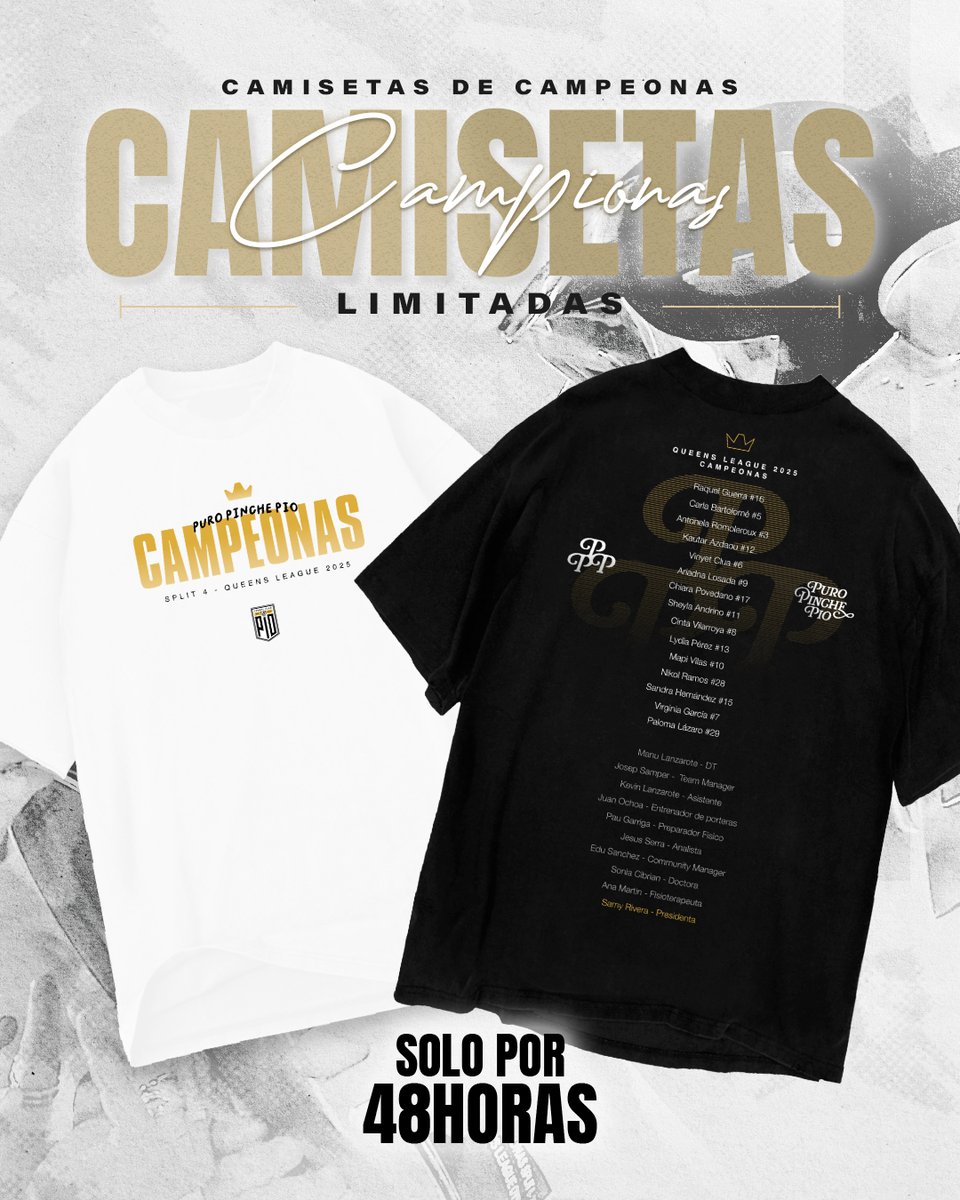 El ser campeonas en su casa y con su gente no nos fue suficiente para el recuerdo 🤔

Es por eso que decidimos sacar camisetas conmemorativas de las camPIOnas, las cuales ya se encuentran disponibles en la tienda virtual de PIO 🐣

¡DENSE PRISA, PORQUE SOLO ESTARÁ ABIERTA 48