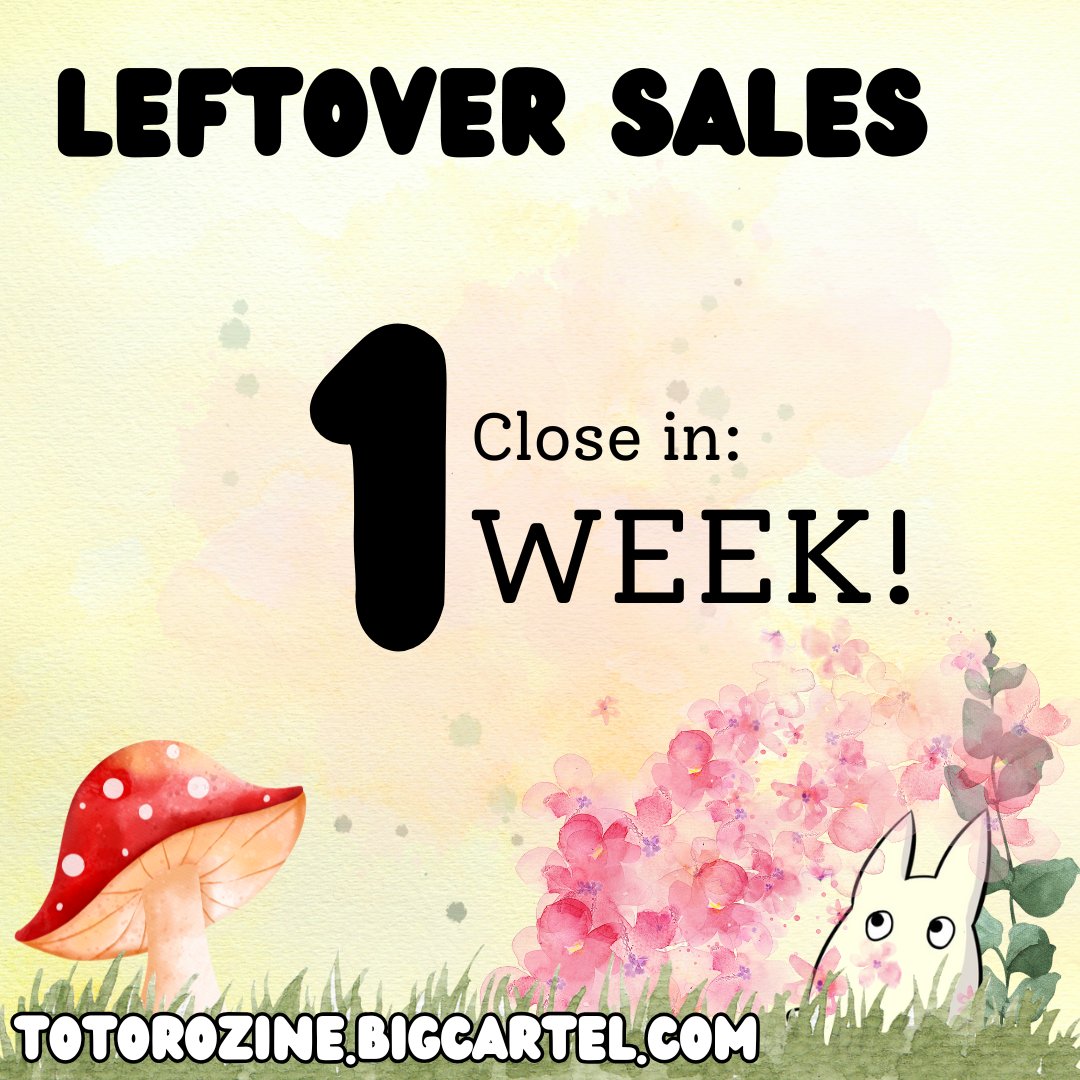 💚 LEFTOVER SALES — 1 WEEK LEFT 💙

There’s only 1 week left until our leftover sales close! Our full bundles have sold out, but there are still mostly-full and merch bundles left

Purchase your bundle through this form: forms.gle/wnXN8z6hYEmXk1…

#totoro #zine