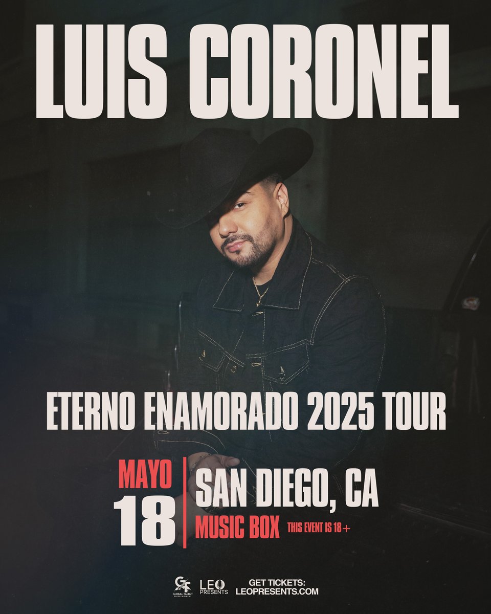 MusicBoxSD (@musicboxsd) on Twitter photo π₯ Tonight at Music Box! <a href="/LuisCoronel/">Luis Coronel</a> takes the stage with his Eterno Enamorado 2025 Tour, delivering all the heart and soul of regional Mexican music π₯
Doors open at 7 PM | 18+
ποΈ Last-minute tickets are still available at the door!
π lnk.musicboxsd.com/LuisCoronel051β¦ π₯ Tonight at Music Box! <a href="/LuisCoronel/">Luis Coronel</a> takes the stage with his Eterno Enamorado 2025 Tour, delivering all the heart and soul of regional Mexican music π₯
Doors open at 7 PM | 18+
ποΈ Last-minute tickets are still available at the door!
π lnk.musicboxsd.com/LuisCoronel051β¦