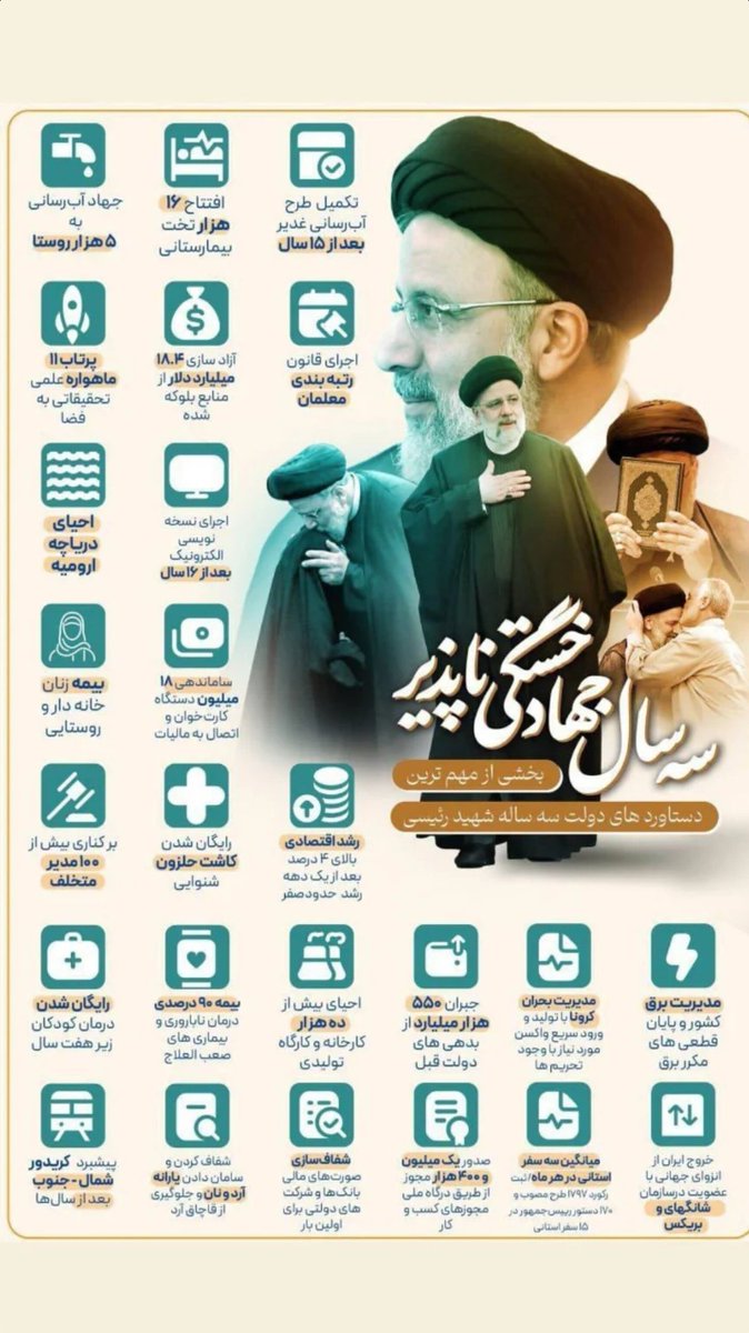 nazdikesobh's tweet photo. اینفوگرافیک سه سال جهاد خستگی‌ناپذیر و دستاوردهای ارزشمند دولت شهید #رئیسی_عزیز رضوان‌الله‌علیه 💔
#امیرکبیر_زمان https://t.co/hdtpeN28lt