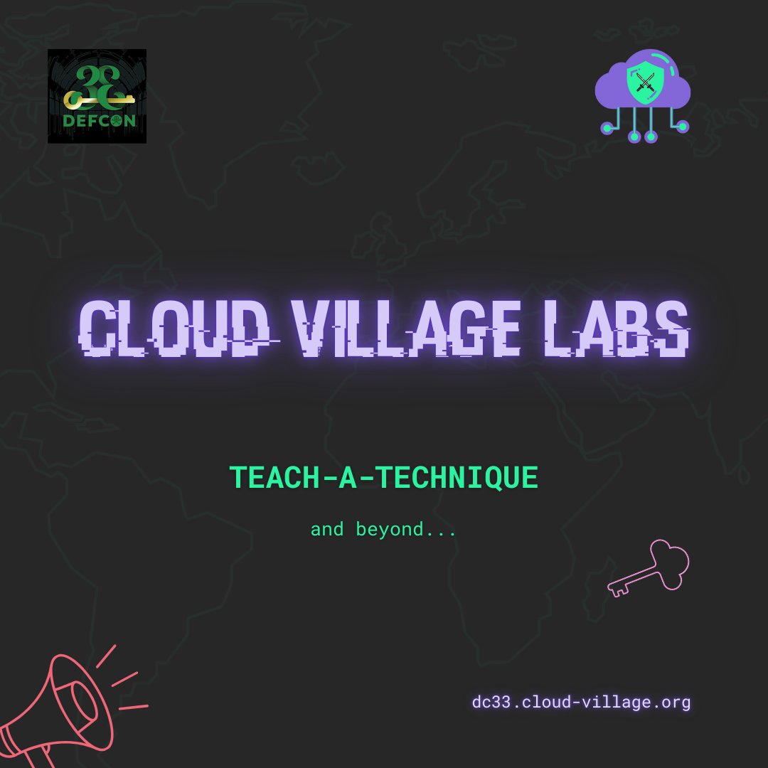 🔥 We’re launching something new at <a href="/defcon/">DEF CON</a> 33: Cloud Village Labs! 🔥

A chill, hands-on space to teach your cloud tricks, walkthroughs, automations, or “you gotta see this” techniques.

Got something useful to share? We want it!
Submit it here: forms.gle/do2KcbpscGbSka…