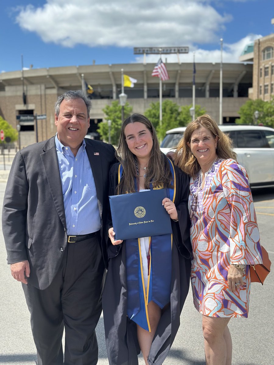 Proud parents in South Bend in the shadow of Notre Dame Stadium with our 2025 ND graduate Bridget. Congrats! We are so proud of you.