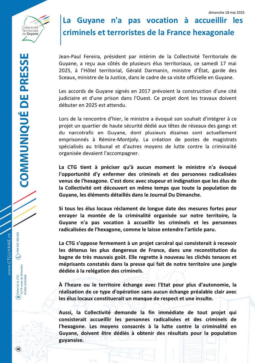 #Guyane #HauteSecurite