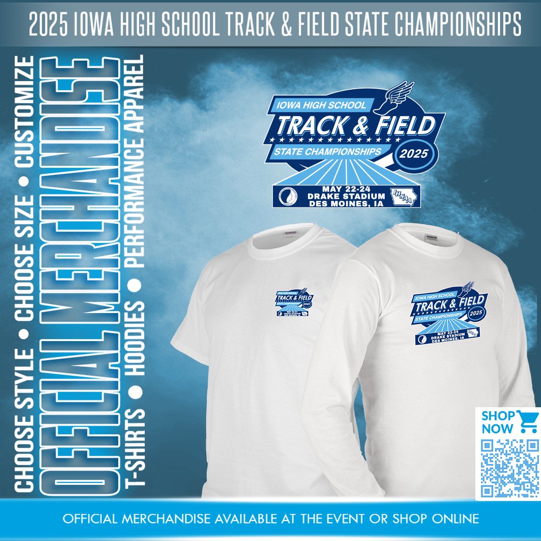 🏃‍♂️🏅 Rep the Championship!
Official 2025 Iowa High School Track &amp; Field State Championships gear is HERE! 🎽🔥

Grab your exclusive t-shirts, hoodies &amp; performance apparel at Drake Stadium or customize &amp; shop online today. Let’s celebrate every record, every finish, and every