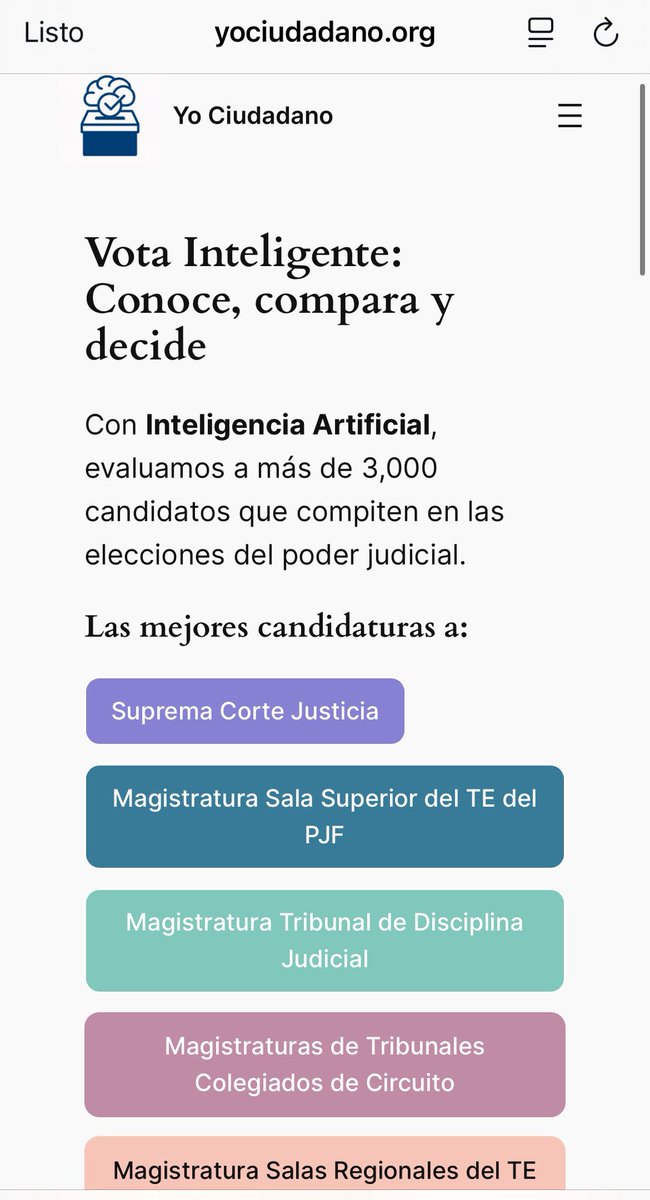 Está buenisima esta herramienta que evalúa a las candidaturas con inteligencia artificial, #VotoInformado 
yociudadano.org