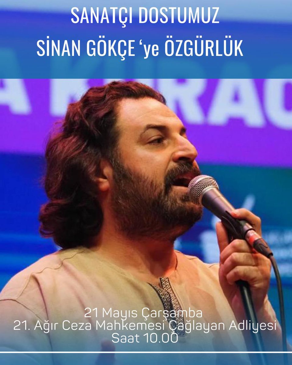 Başka yolu yok! Sanatçı dostumuz Sinan Gökçe'yi 21 Mayıs'ta zincirlerinden koparıp alacağız!

#SinanGökceyeÖzgürlük