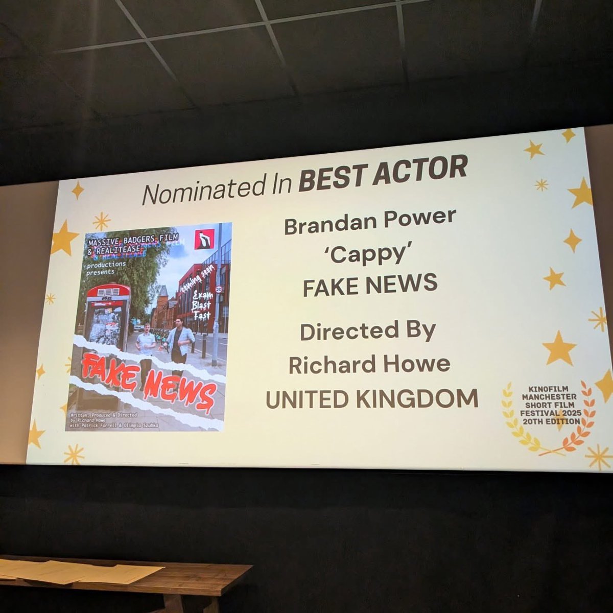 Brandan Power (@thebrandanpower) on Twitter photo Another amazing time <a href="/KINOFILM/">KINOFILM Festival</a> to watch their Up north shorts and very honoured to receive a best actor nomination,
Fake news but real fun Another amazing time <a href="/KINOFILM/">KINOFILM Festival</a> to watch their Up north shorts and very honoured to receive a best actor nomination,
Fake news but real fun