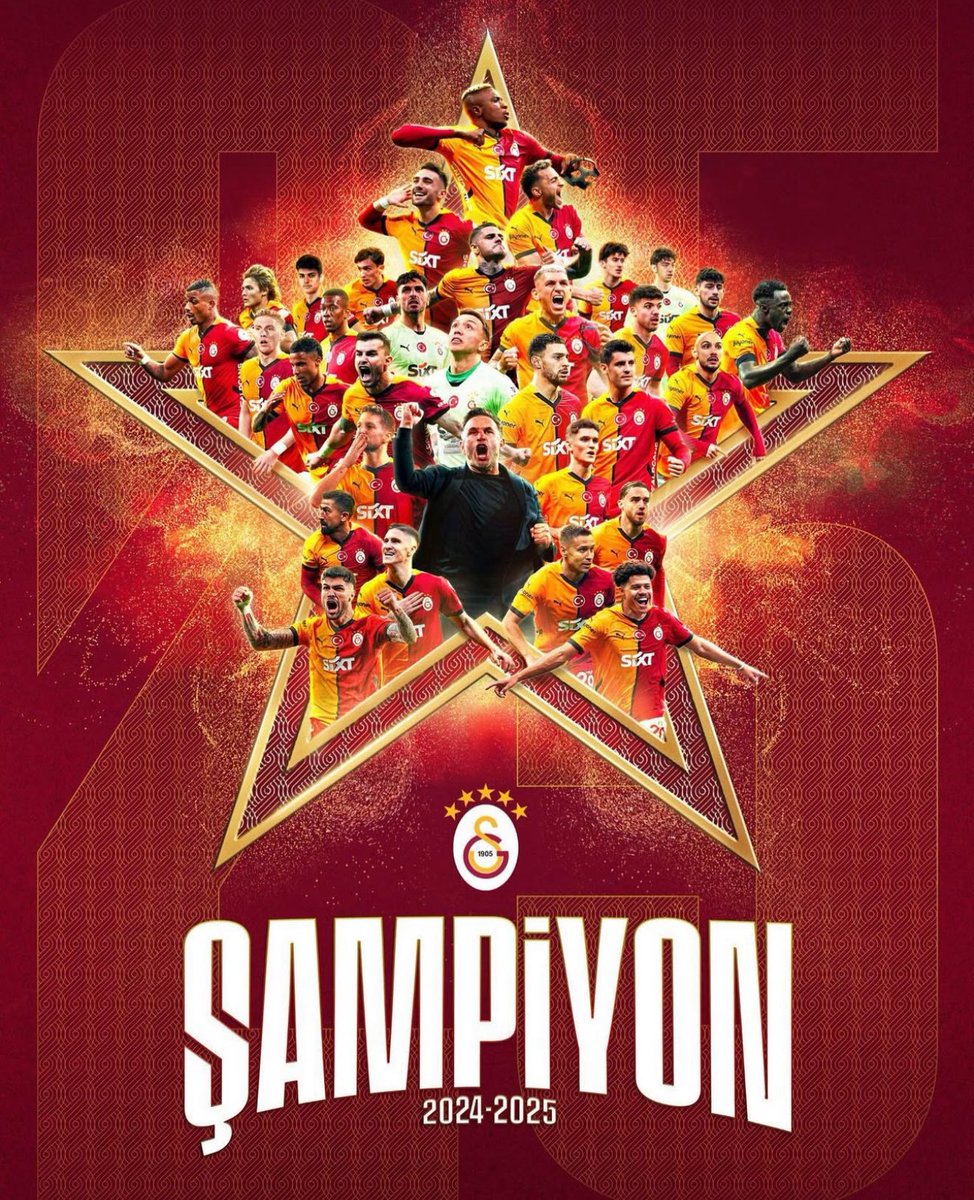 2024-2025 Süper Lig sezonun bitimine 2 hafta kala şampiyonluğunu ilan eden Galatasaray kulübü futbolcularını, teknik ekibi ve taraftarlarını kutluyorum. 🇹🇷🏆