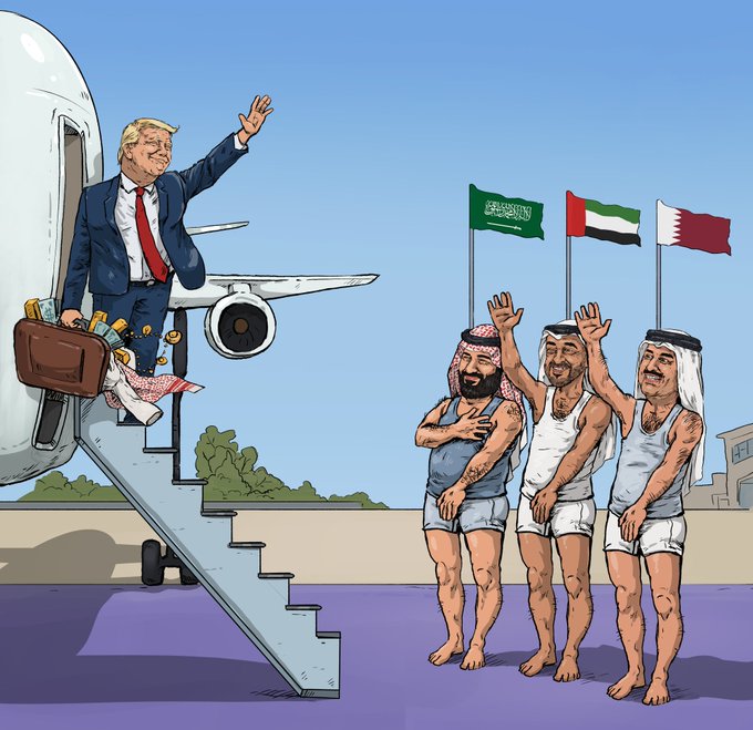 Trump'ın Körfez ziyaretini anlatan en güzel karikatür. 😂🤣😇