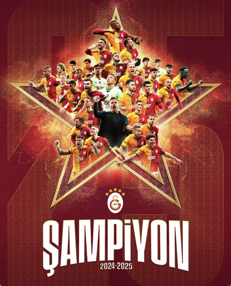 Türkiye'nin tek &amp; ilk 5 yıldızlı şampiyonu 🏆💛❤️ Galatasaray ⭐⭐⭐⭐⭐

#şampiyongalatasaray #25 #5yıldız