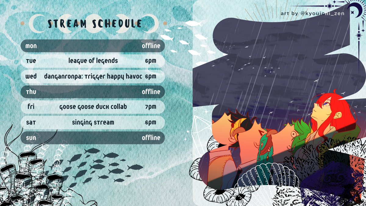🪸My dearest lost souls, here's our schedule for this week's moon ritual🪸

Did I get my days of the week right? I keep messing them up(I swear I know the order) 😂 Heads up! We have a big goose goose duck collab happening this Friday! Excited for this week~